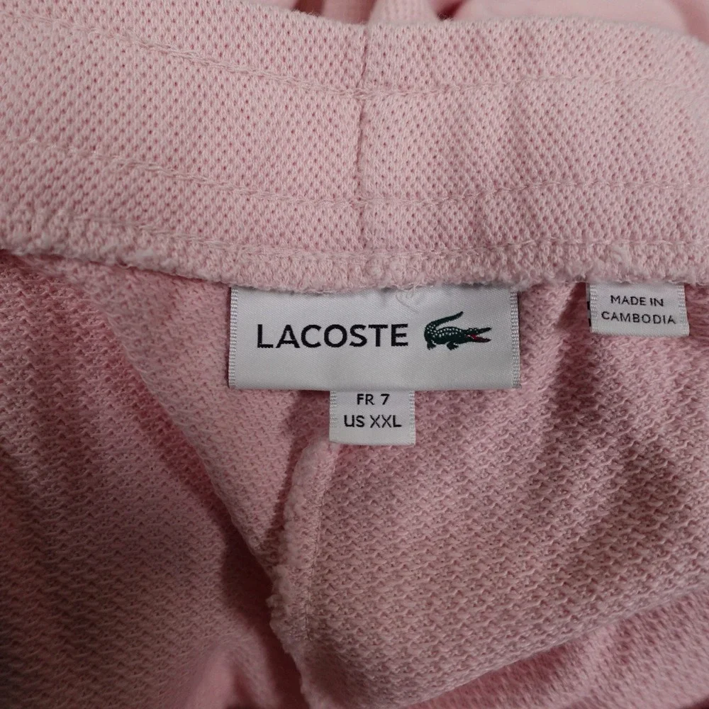 Lacoste Sport Croc Embroidery Shorts Mens XXL‎ Pink Cotton Blend Drawstring